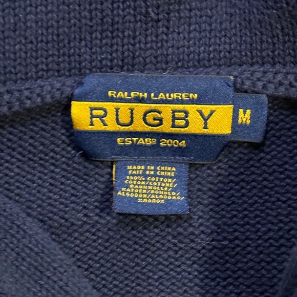 Rugby by Ralph Lauren, blue knit shall sweater with toggle detail, size medium - Picture 3 of 3